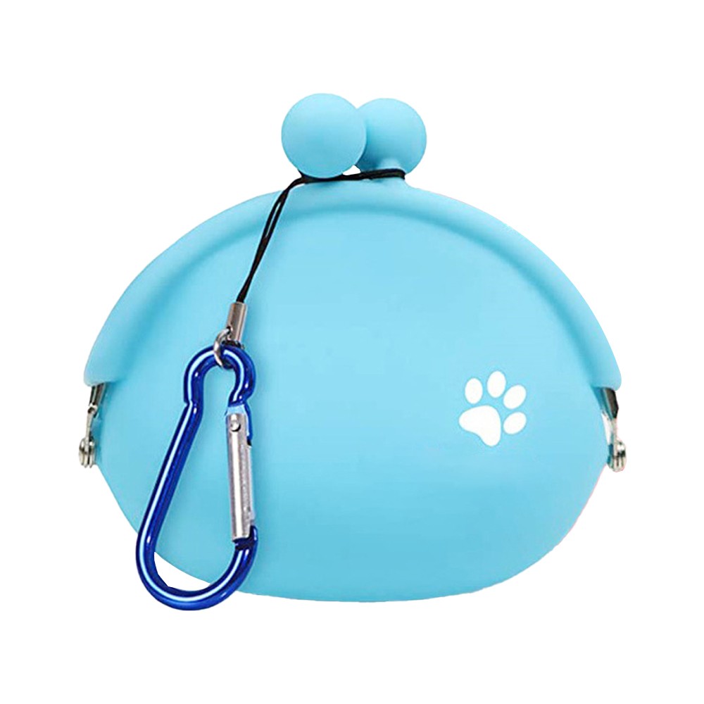1Pc Dog Treat Bag with Carabiner Silicone Pet Treat Pouch for Dog Training Blue