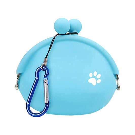 1Pc Dog Treat Bag with Carabiner Silicone Pet Treat Pouch for Dog Training Blue