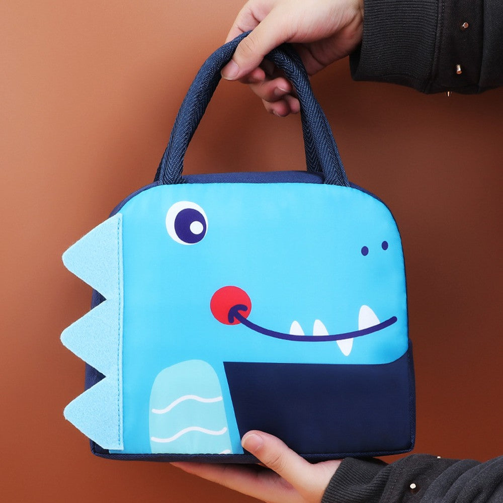 Kids Lunch Bag Cartoon Animal Insulated Lunch Box Tote Bag Reusable Picnic Bag Navy Blue