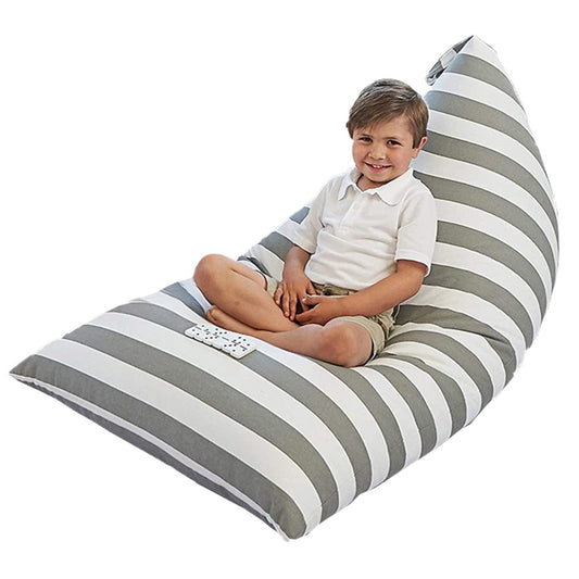 Plush Animal Storage Bag Chair Plush Toys Storage Cover Organizer - Grey Stripes