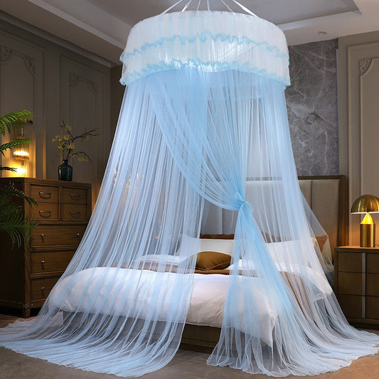 Bed Canopy Bedcover Bed Curtain Dome Mosquito Net Universal Size Blue