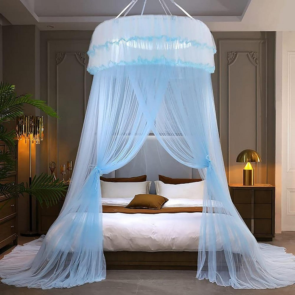 Bed Canopy Bedcover Bed Curtain Dome Mosquito Net Universal Size Blue