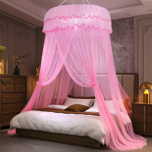 Bed Canopy Bedcover Bed Curtain Dome Mosquito Net Universal Size Pink