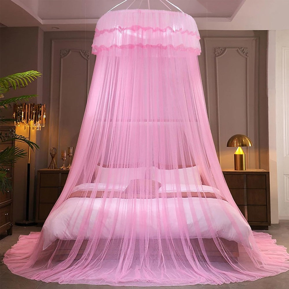 Bed Canopy Bedcover Bed Curtain Dome Mosquito Net Universal Size Pink