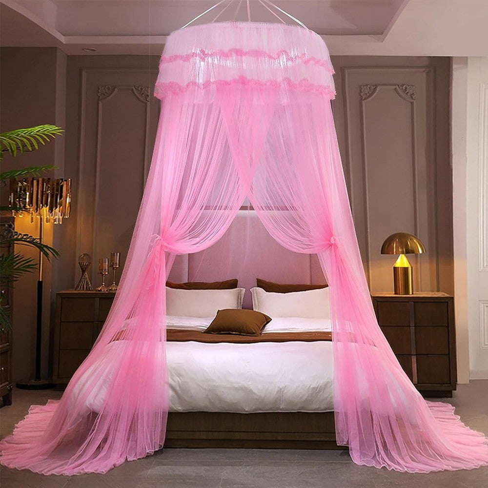 Bed Canopy Bedcover Bed Curtain Dome Mosquito Net Universal Size Pink