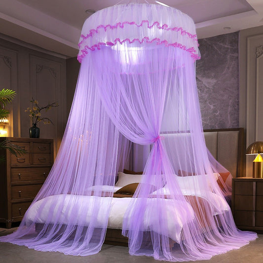 Bed Canopy Bedcover Bed Curtain Dome Mosquito Net Universal Size Purple