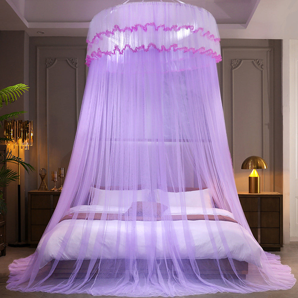Bed Canopy Bedcover Bed Curtain Dome Mosquito Net Universal Size Purple