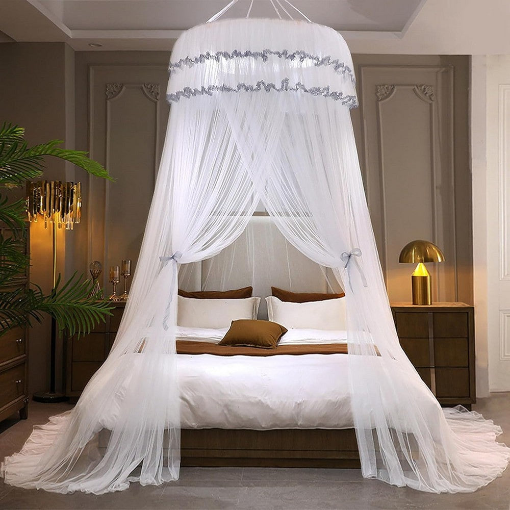 Bed Canopy Bedcover Bed Curtain Dome Mosquito Net Universal Size White