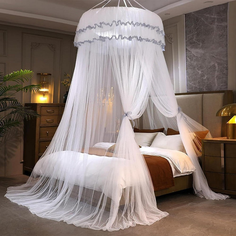 Bed Canopy Bedcover Bed Curtain Dome Mosquito Net Universal Size White