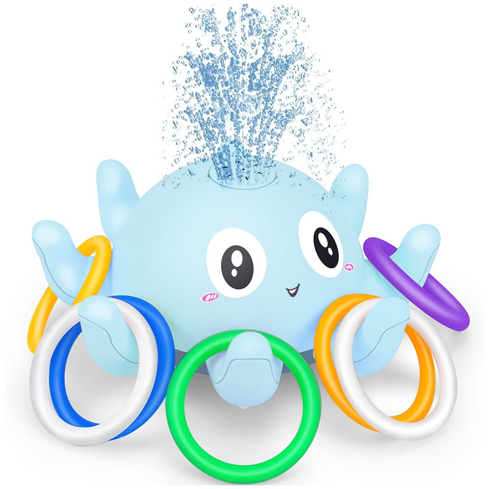 Light Up Octopus Bath Toy Kids Pool Water Toy Battery Powered Octopus Spray Floating Toy - Blue