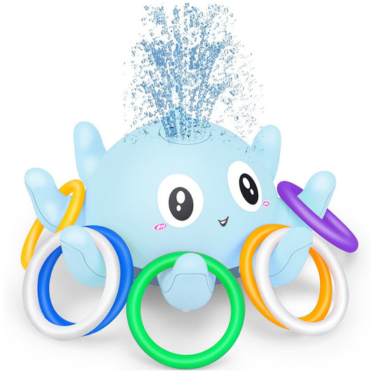 Light Up Octopus Bath Toy Kids Pool Water Toy Battery Powered Octopus Spray Floating Toy - Blue