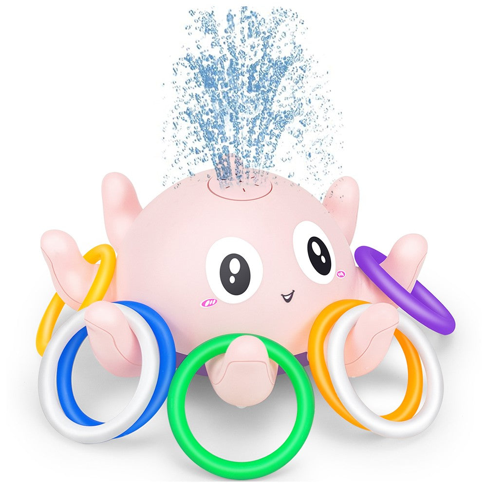Light Up Octopus Bath Toy Kids Pool Water Toy Battery Powered Octopus Spray Floating Toy - Pink