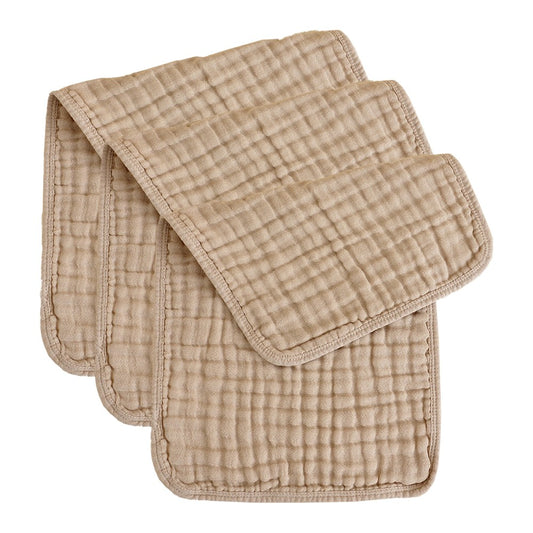 3Pcs 25x50cm 100% Cotton Unisex Baby Burp Cloths Beige