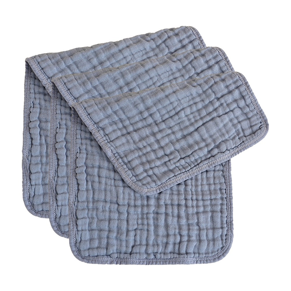 3Pcs 25x50cm 100% Cotton Unisex Baby Burp Cloths Dark Grey