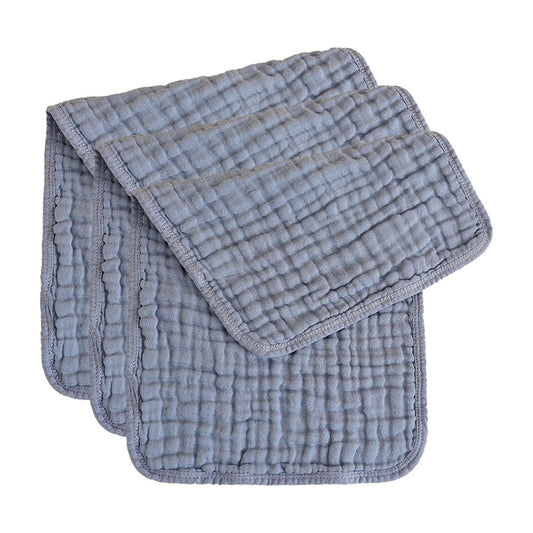 3Pcs 25x50cm 100% Cotton Unisex Baby Burp Cloths Dark Grey