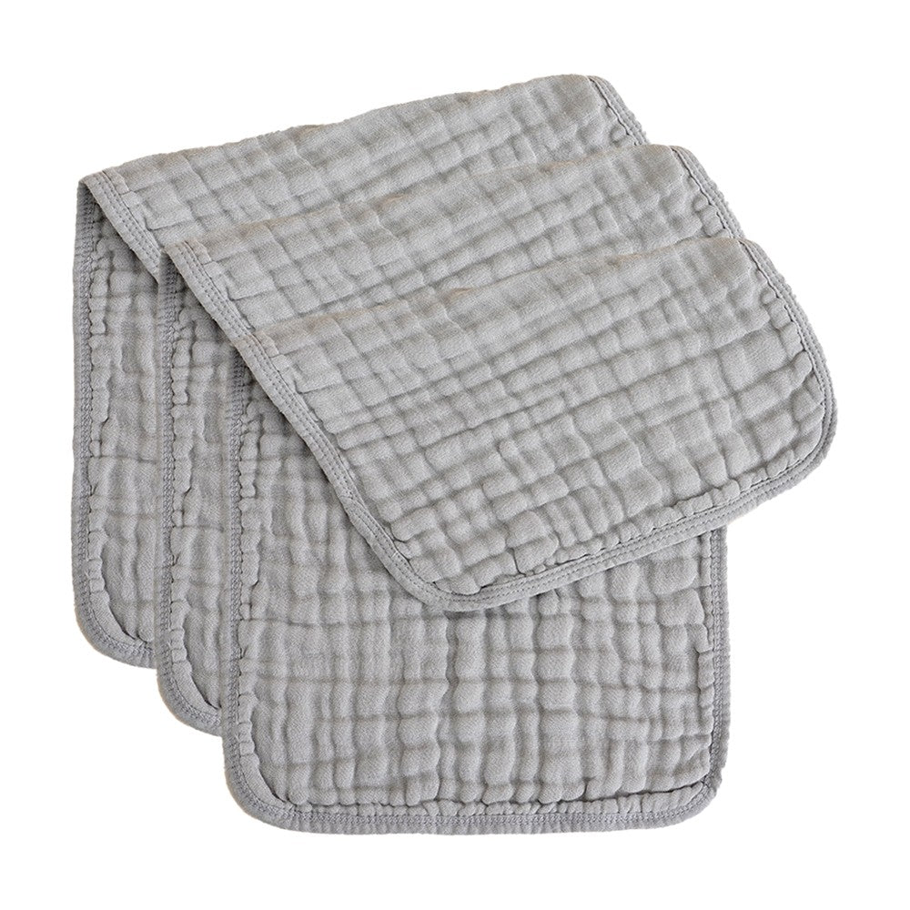 3Pcs 25x50cm 100% Cotton Unisex Baby Burp Cloths Light Grey