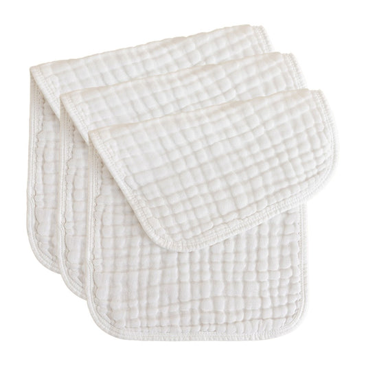 3Pcs 25x50cm 100% Cotton Unisex Baby Burp Cloths White