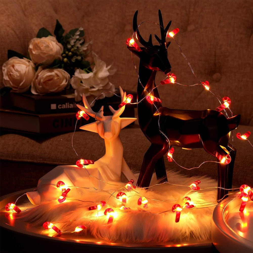1.5M Christmas Candy Cane String Lights Battery Powered Led Fairy Lights String Xmas Decor