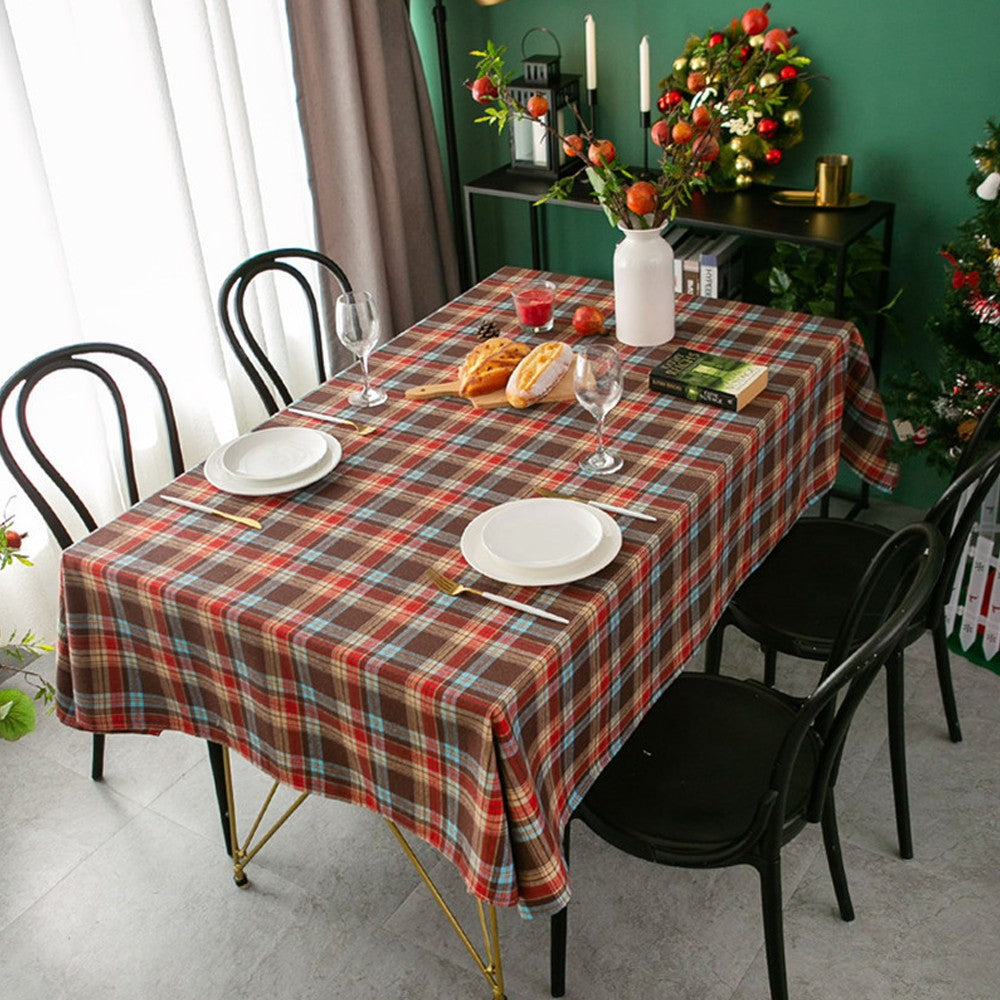 140x100cm Multicolor Plaid Christmas Tablecloth Checkered Table Cloth for Rectangle Tables
