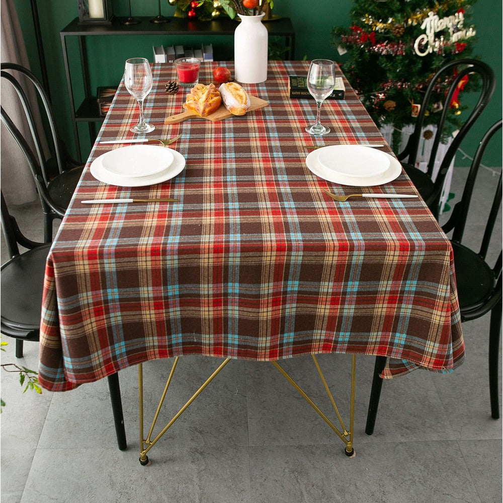 140x100cm Multicolor Plaid Christmas Tablecloth Checkered Table Cloth for Rectangle Tables