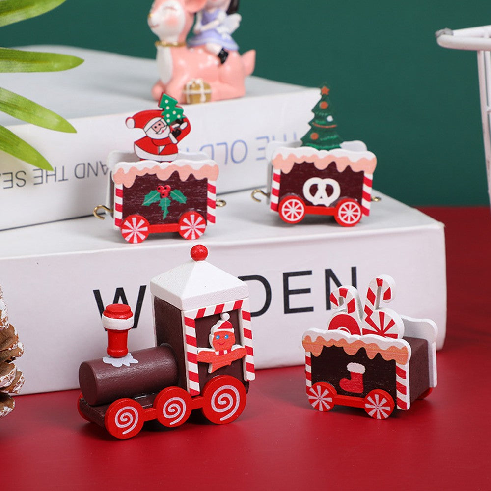 1 Set of Christmas Print Train Ornament Brown Train Head Xmas Decor