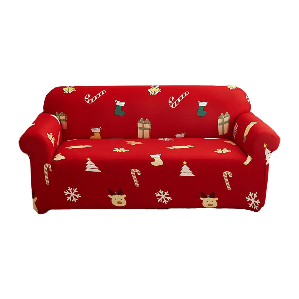 For 2-Seater Sofa Red Christmas Printed Sofa Cover Stretch Couch Cover Sofa Slipcover