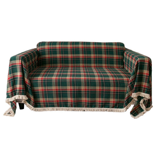 140x180cm Christmas Sofa Seat Cushion Cover Couch Seat Cover - Green Plaid