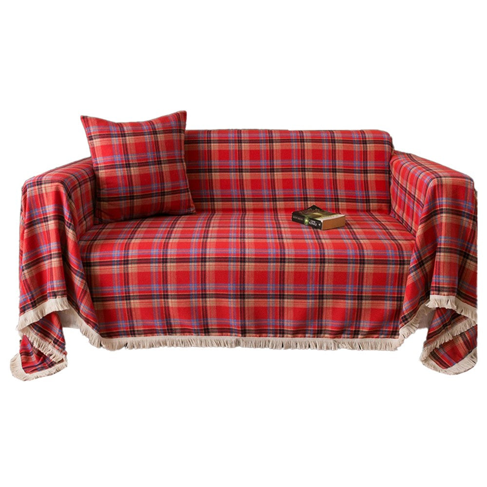 140x180cm Christmas Sofa Seat Cushion Cover Couch Seat Cover - Red Plaid