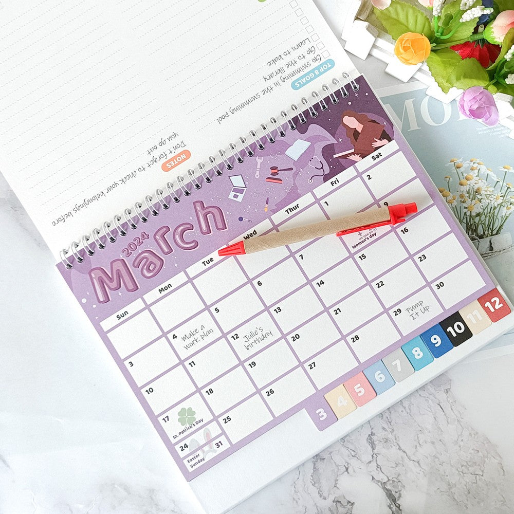 2024 Desk Calendar 16 Months Calendar for Home Office Planning and Organization