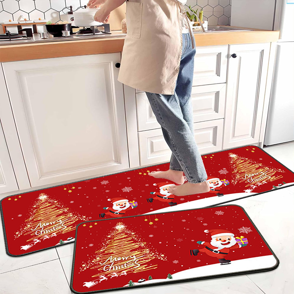 Style1 2 Pieces Christmas Kitchen Rugs Floor Mats
