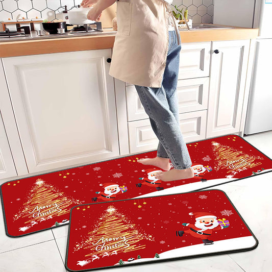Style1 2 Pieces Christmas Kitchen Rugs Floor Mats