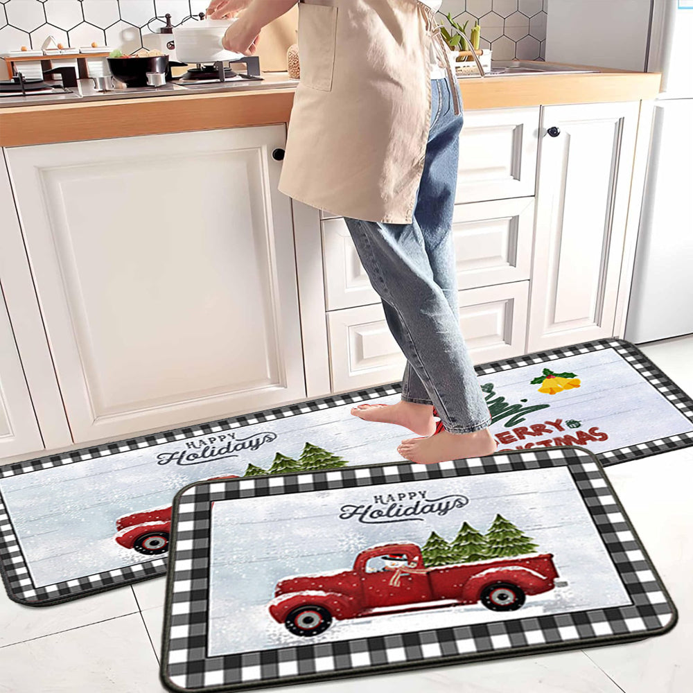 Style3 2 Pieces Christmas Kitchen Rugs Floor Mats