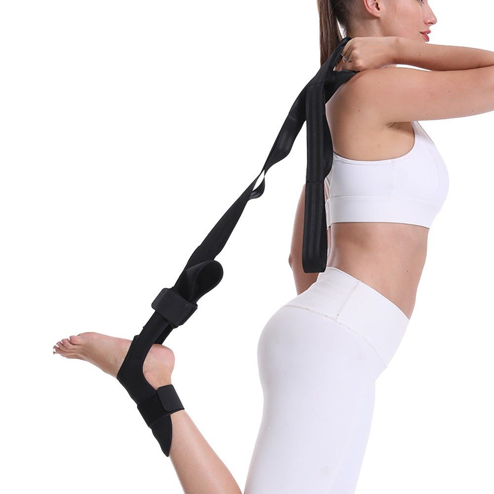 Black Hamstring Stretcher Strap Ligament Belt for Pilates Yoga Pain Relief