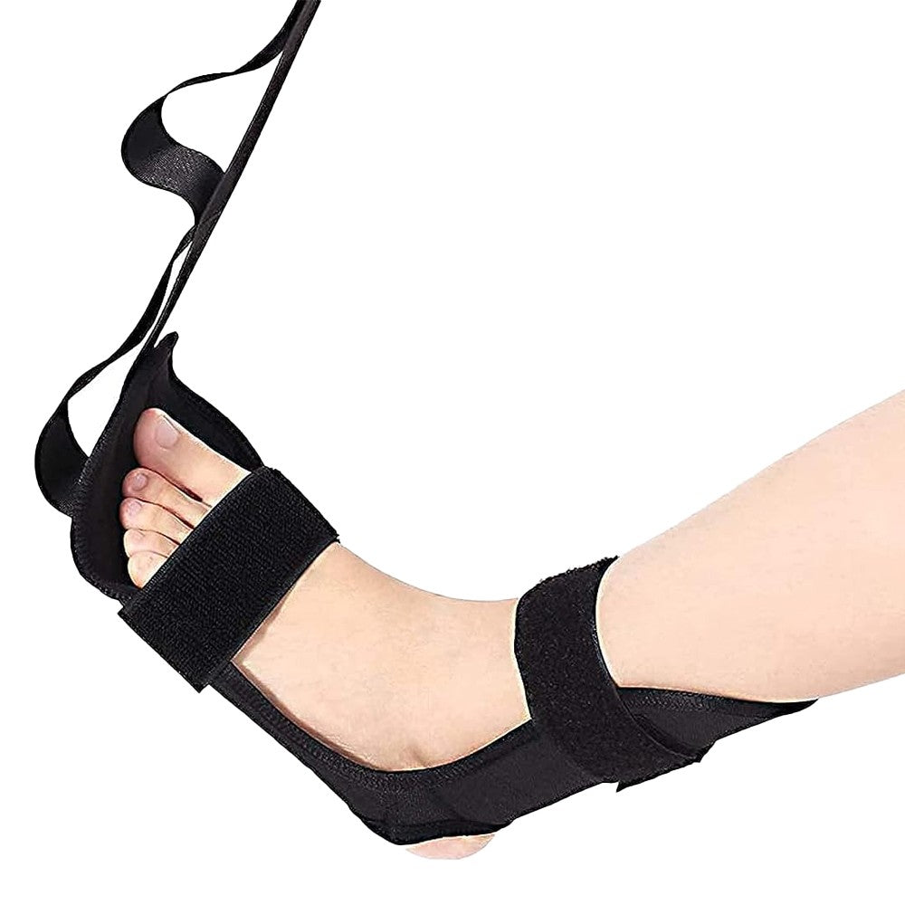 Black Hamstring Stretcher Strap Ligament Belt for Pilates Yoga Pain Relief