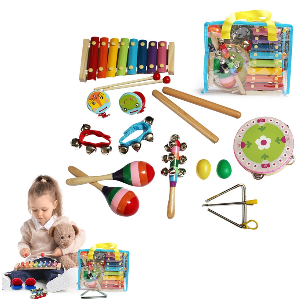 Kids Musical Instrument Set 14pcs Wooden Percussion Musical Toys for Kids