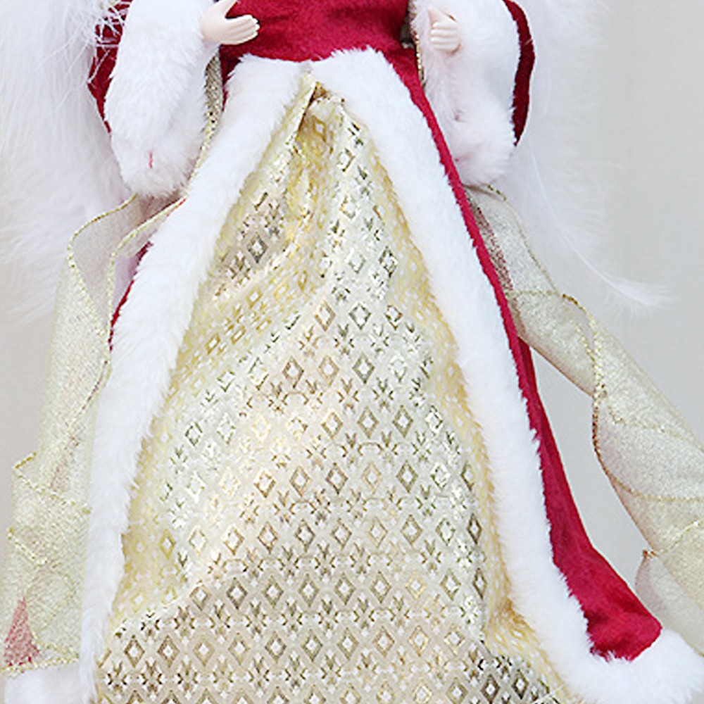 Red Angel Christmas Tree Topper Ornament with Wings for Xmas Decoration