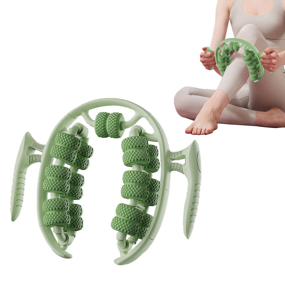 Green 26 Wheels Annular Leg Clamp Massager Leg Massage Device Muscle Relaxer