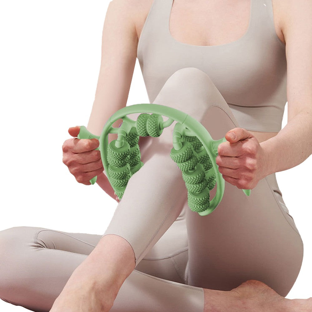 Green 26 Wheels Annular Leg Clamp Massager Leg Massage Device Muscle Relaxer