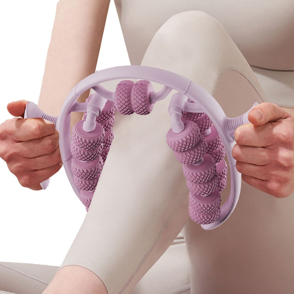 Pink 26 Wheels Annular Leg Clamp Massager Leg Massage Device Muscle Relaxer