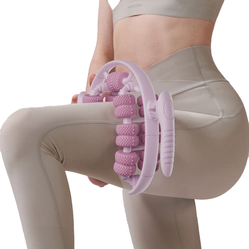 Pink 26 Wheels Annular Leg Clamp Massager Leg Massage Device Muscle Relaxer