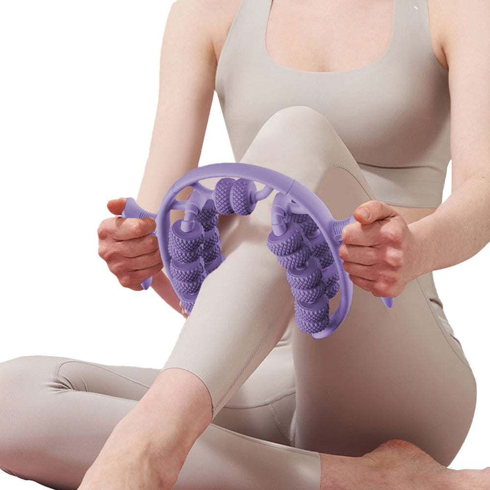 Purple 26 Wheels Annular Leg Clamp Massager Leg Massage Device Muscle Relaxer