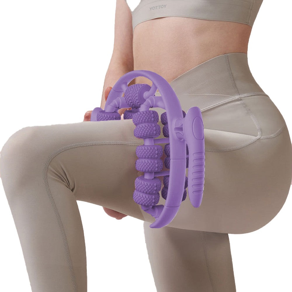 Purple 26 Wheels Annular Leg Clamp Massager Leg Massage Device Muscle Relaxer