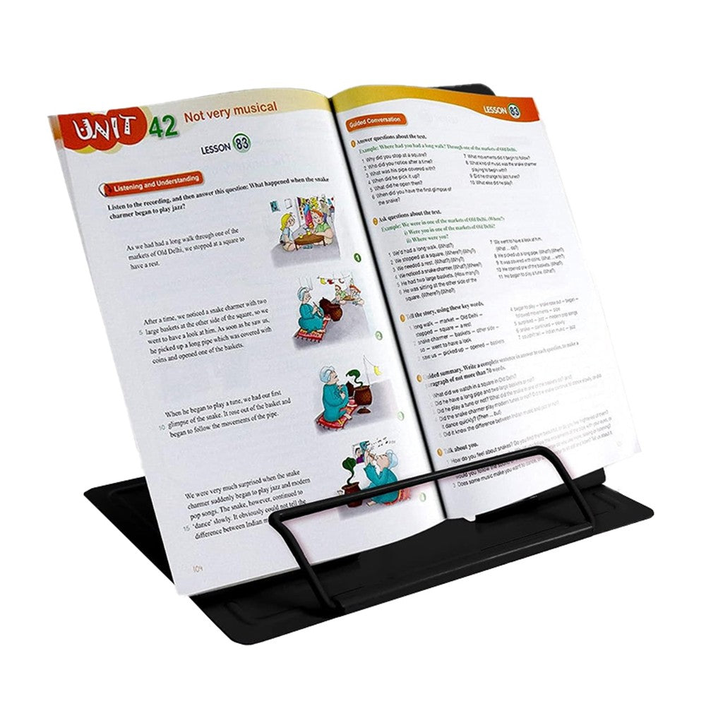 Foldable Metal Book Stand Adjustable Hands Free Book Holder for Reading - Black