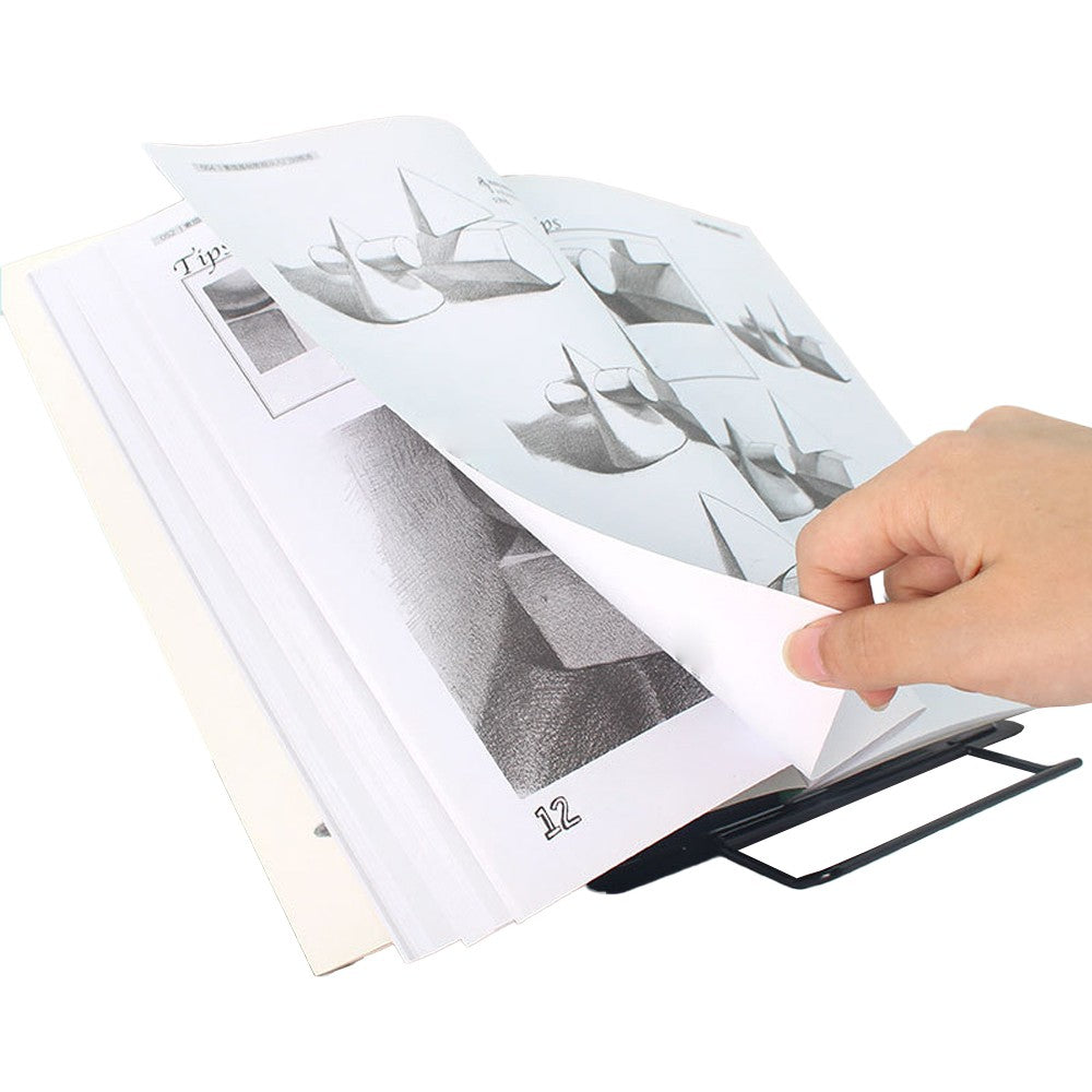 Foldable Metal Book Stand Adjustable Hands Free Book Holder for Reading - Black