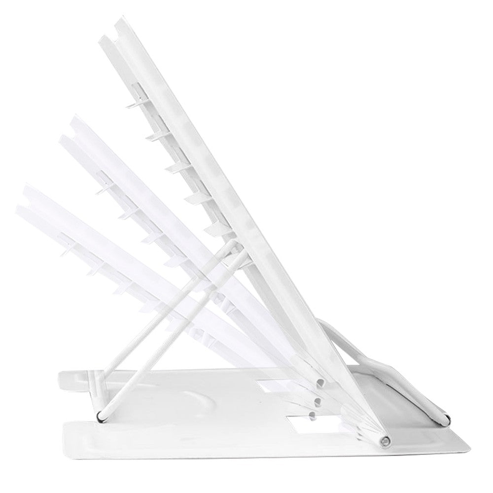 Foldable Metal Book Stand Adjustable Hands Free Book Holder for Reading - White