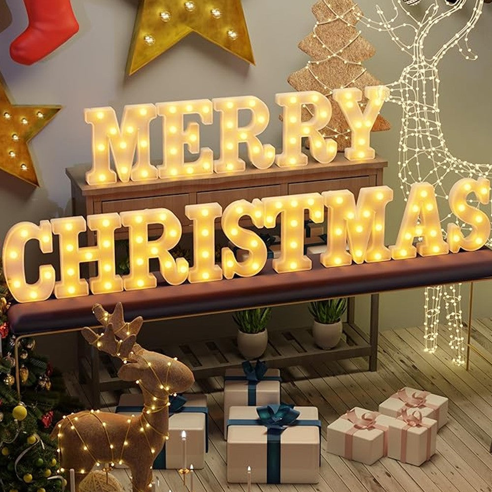 MERRY CHRISTMAS Letters Lights Set 14 LED Separate Letters Christmas Lights Xmas Decor