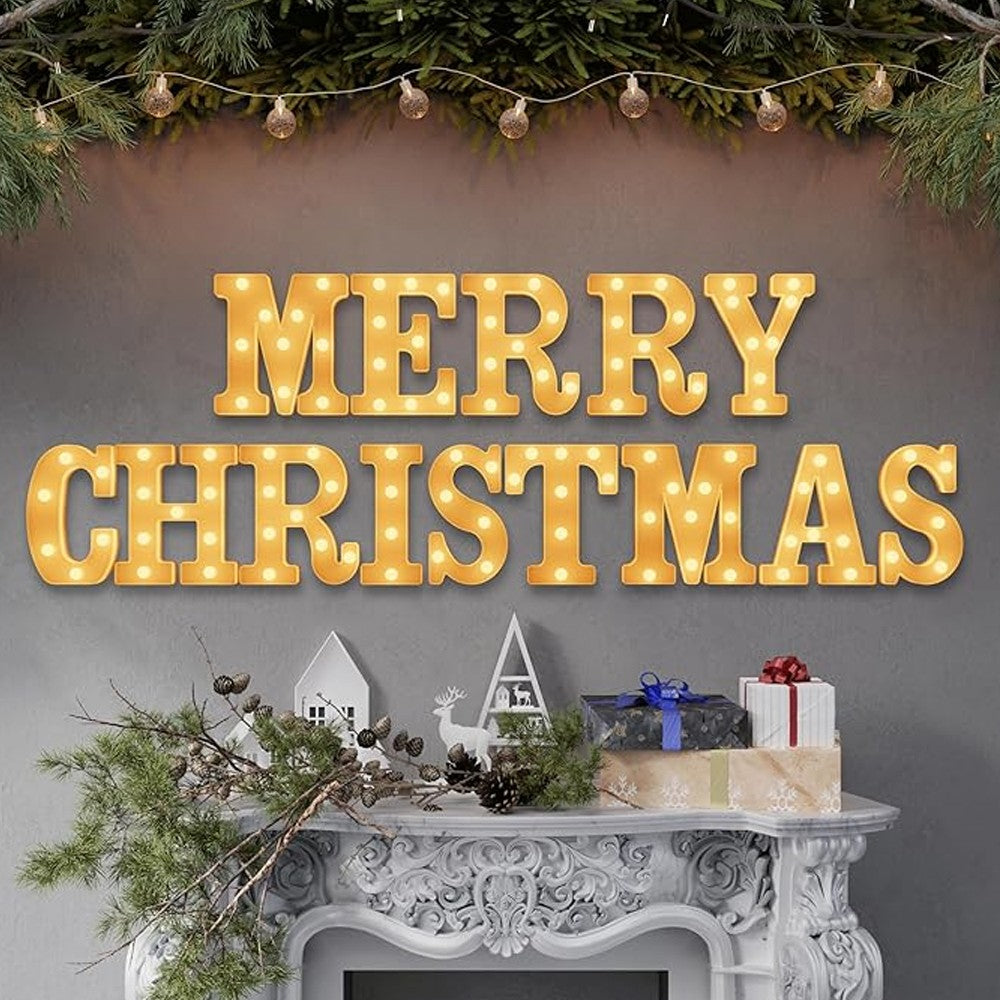 MERRY CHRISTMAS Letters Lights Set 14 LED Separate Letters Christmas Lights Xmas Decor