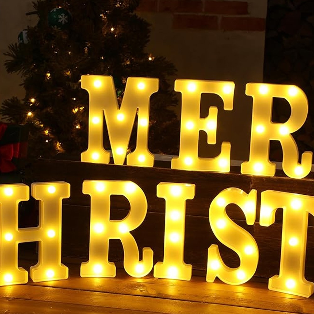 MERRY CHRISTMAS Letters Lights Set 14 LED Separate Letters Christmas Lights Xmas Decor