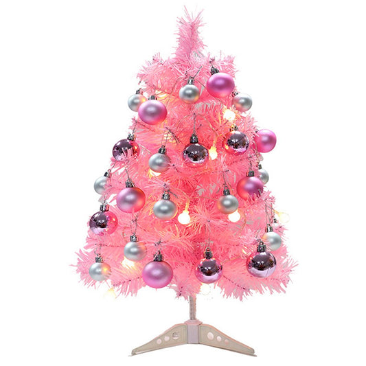 45cm Mini Pink Christmas Tree with String Light Artificial Xmas Tree Tabletop Ornament