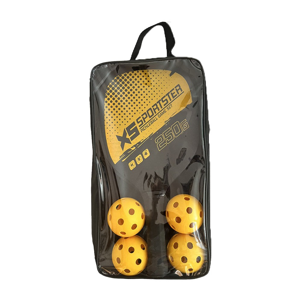 Sports Pickleball Paddle and 4 Balls Set with Carry Bag - Yellow